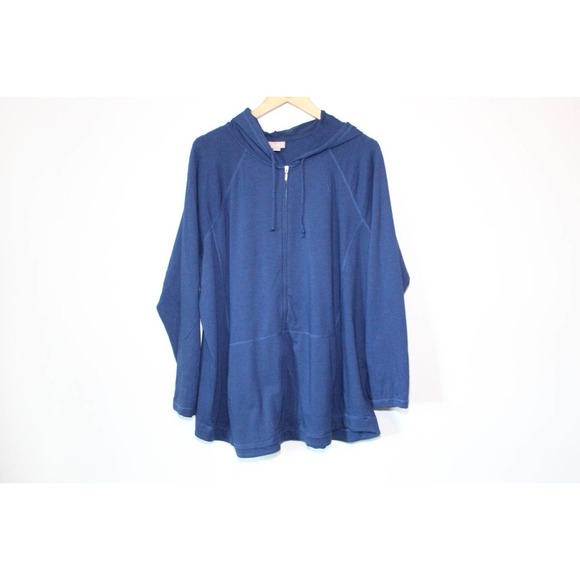 J. Jill Soft Full Zip Hooded Sweatshirt Navy Blue Women's Plus Size 2X H14386 - Picture 2 of 13